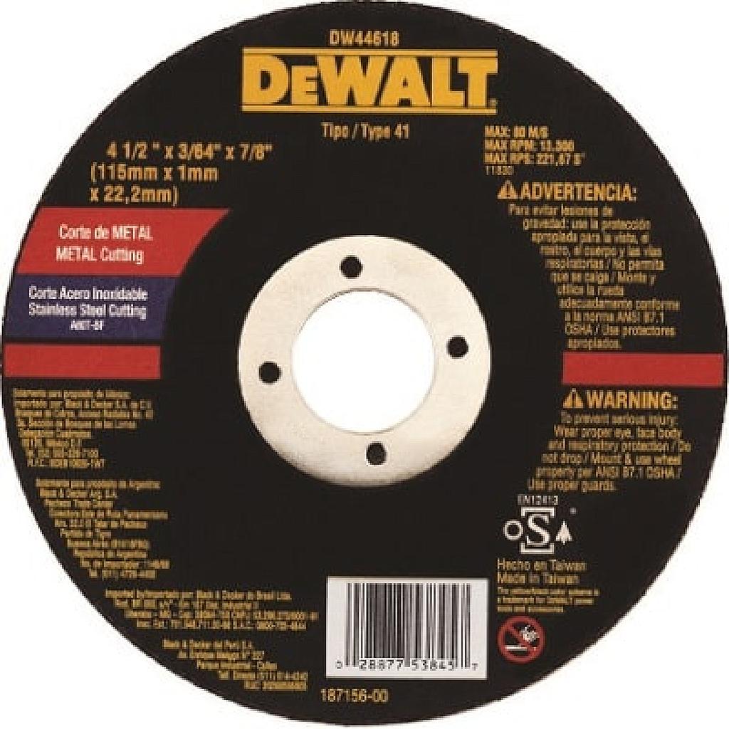 DISCO CORTE INOXIDABLE 4.1/2 DEWALT (DW44618)