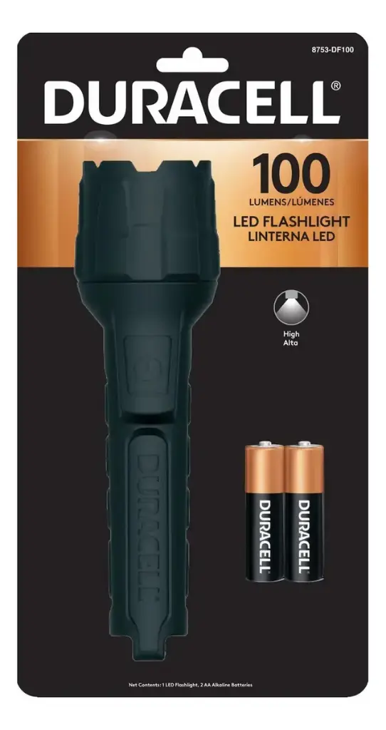 LINTERNA ENGOMADA DURACELL 100 LUMNES + 2 PILAS AA
