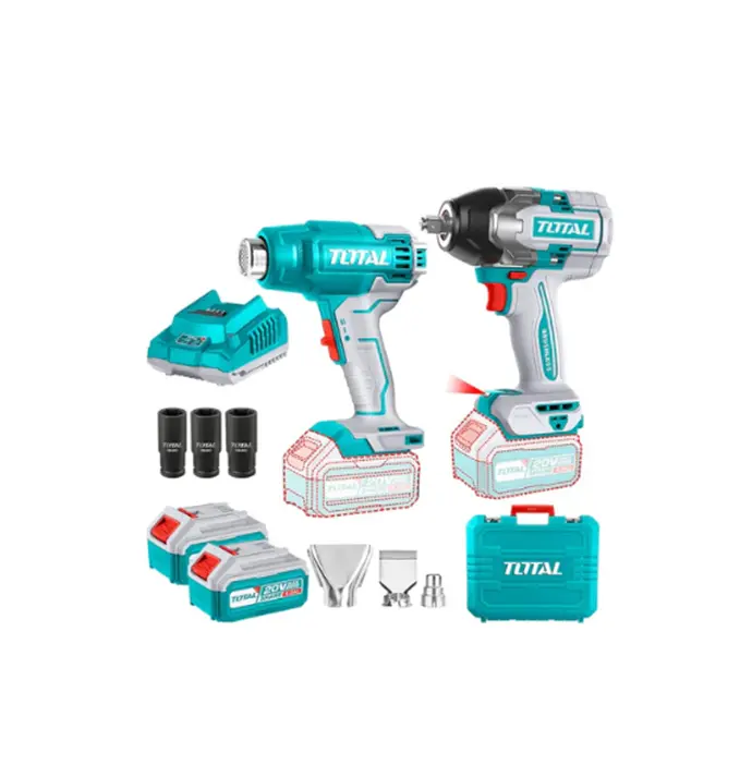 KIT LLAVE IMPACTO 20V 850Nm P/CALOR + 3 DADOS 2 BAT 4Ah TOTAL (TOSLI240489)