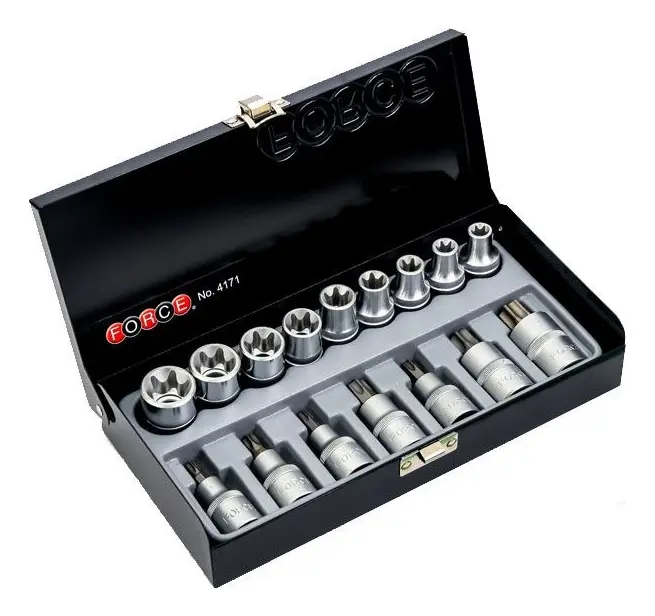 JUEGO DE DADOS TORX 1/2 MACHO/HEMBRA 16 PIEZAS FORCE (4171)