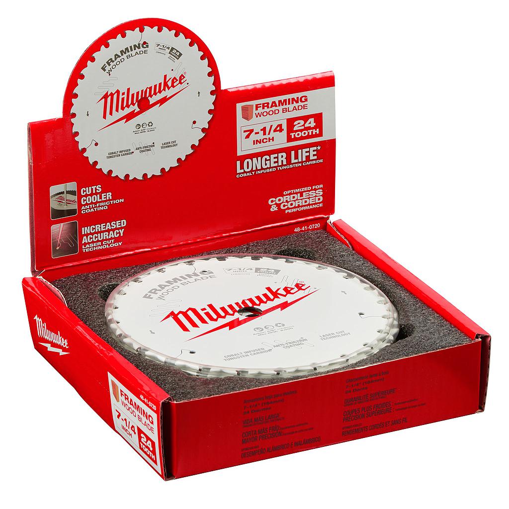 HOJA DE SIERRA CIRCULAR 7.1/4&quot; 24T MILWAUKEE (48-41-0720) PROMOCION 13 OPEN
