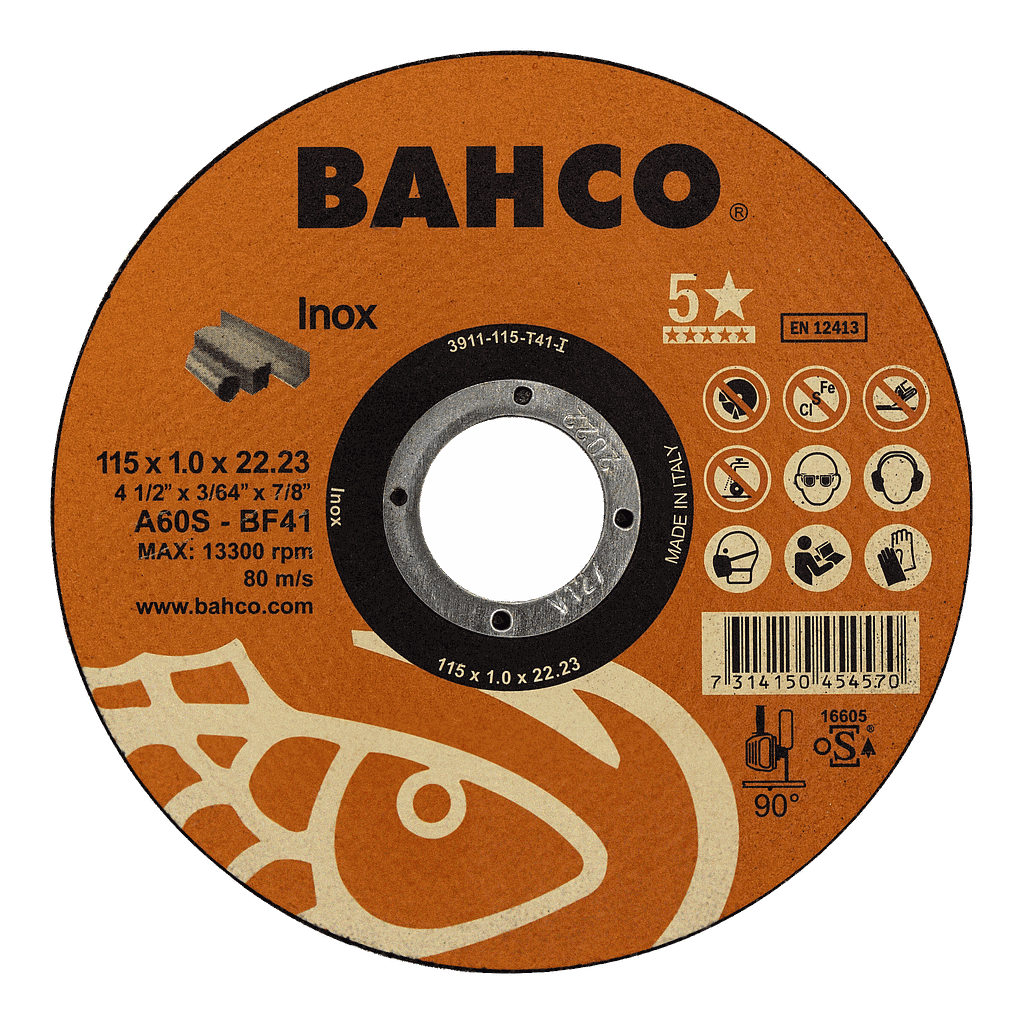 DISCO CORTE INOXIDABLE 4.1/2 BAHCO (3911-XXX-T41-IM-10P) 