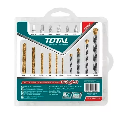 JUEGO DE BROCAS Y PTS 16 PZS TOTAL (TACSD3165)