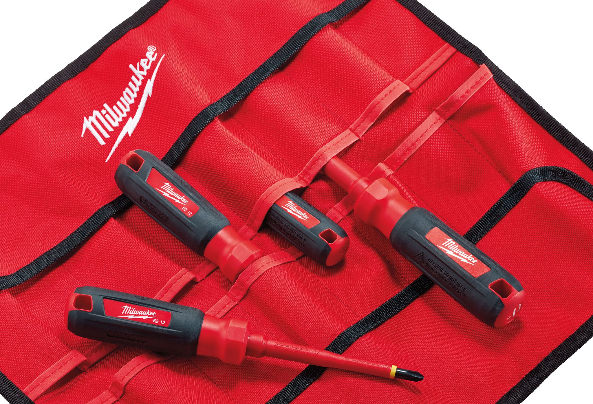 JUEGO DE 4 DESTORNILLADORES AISLADOS DE 1000 V CON BOLSA DE ROLLO MILWAUKEE (48-22-2204)