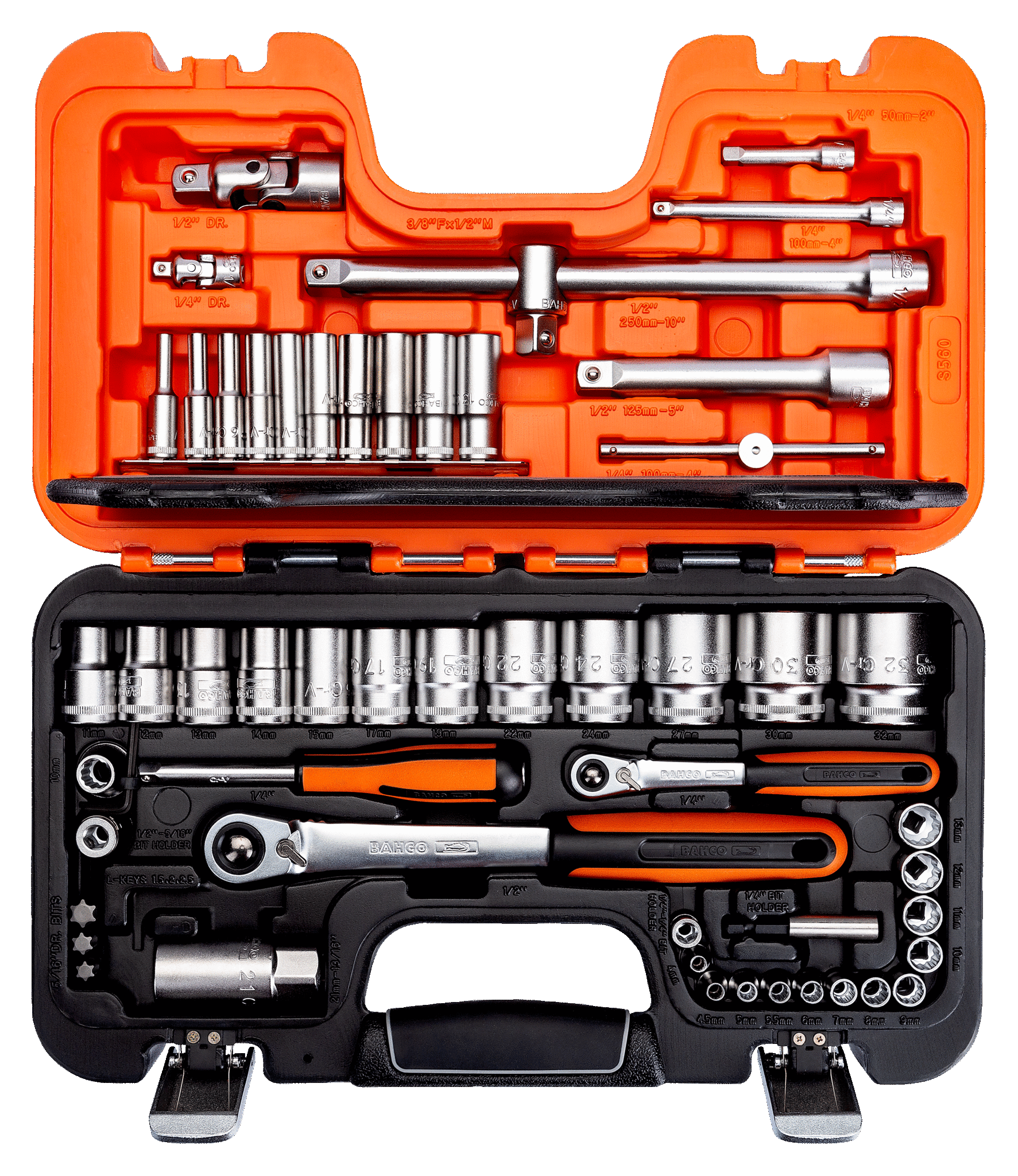 JGO DADOS DE 1/2 POLIGONAL 1/4 Y 1/2 56 PZA BAHCO (S560) 