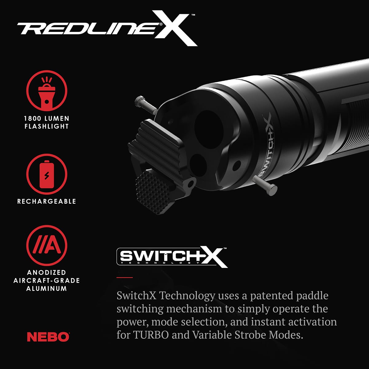 LINTERNA RECARGABLE RECARGABLE REDLINE X NEBO (NB6860)