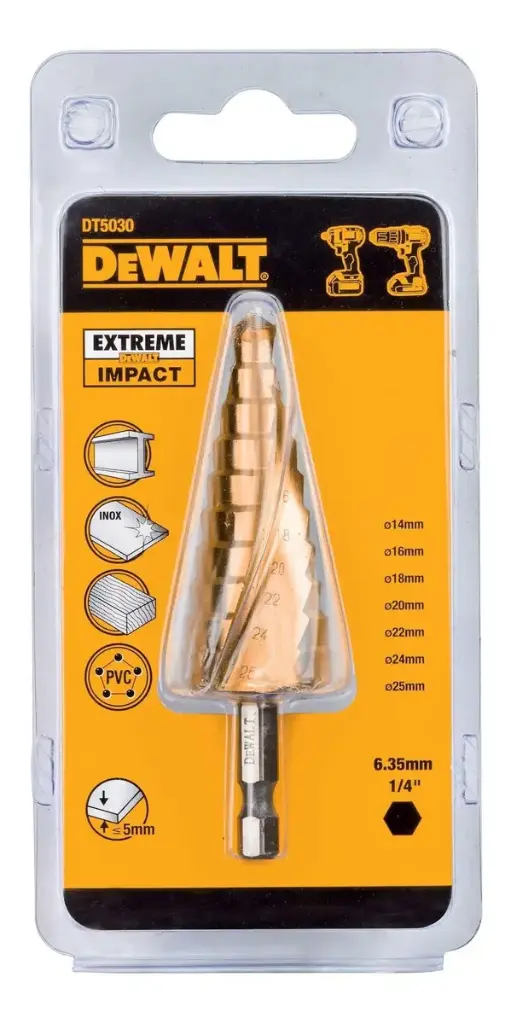 BROCA ESCALONADA TITANIO IMPACT READY DEWALT 14-25 MM (DT5030-QZ)
