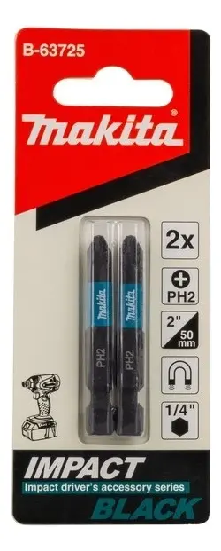 SET 2 PUNTAS PHILLIPS IMPACT BLACK PH2x50mm MAKITA (BB-63725)