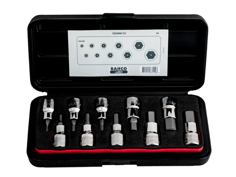 JUEGO DADO 1/2 10 PZA PUNTA HEXAGONAL 5-19MM BAHCO (7809M/10)