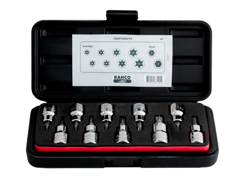 JUEGO DADO PUNTA TORX  1/2 10 PZA BAHCO (7809TORX/10)