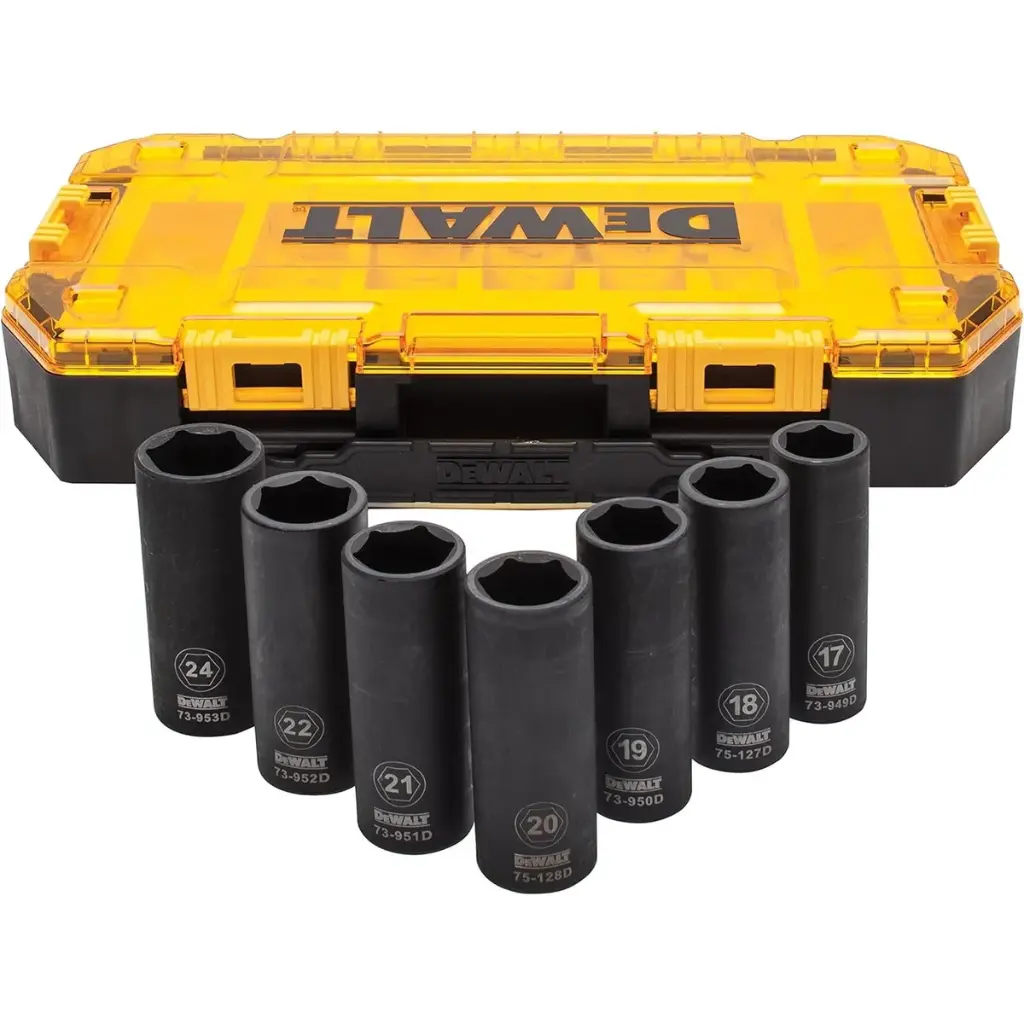 SET DE DADOS DE IMPACTO LARGO DE 1/2 Y 7 PZAS DEWALT (DWMT74737)