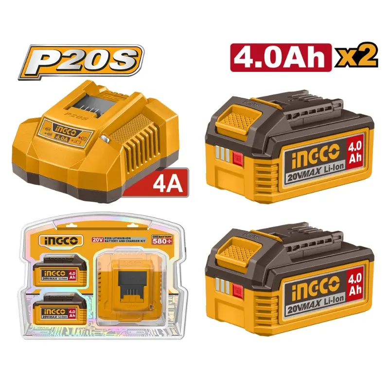 KIT DE INICIO 20V 2 BAT. 4,0 Ah INGCO (FBCPK2013)