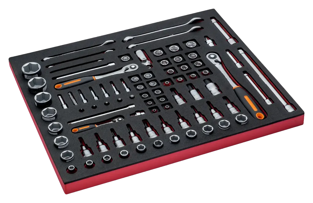 LLAVES COMBINADAS Y DADOS BANDEJA FOAM 83 PZAS BAHCO (FF1A5005)