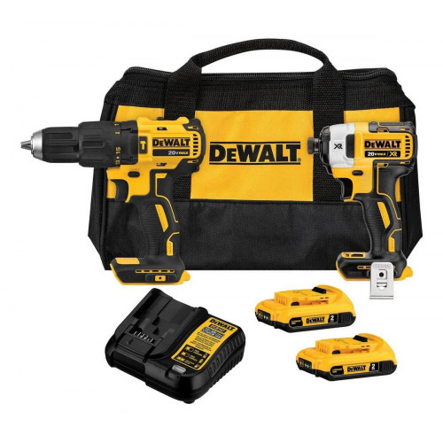 KIT TALADRO PERCUTOR + ATORNILLADOR IMPACTO 20V DEWALT (DCK222D2-B2)