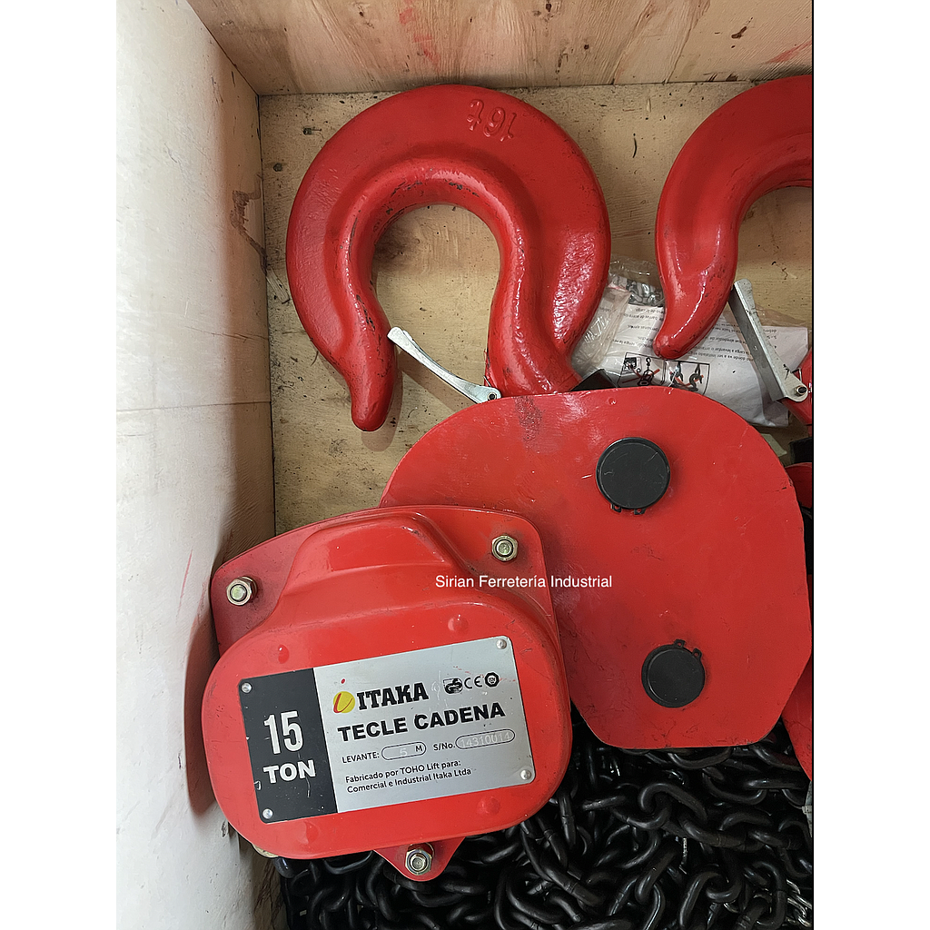 TECLE CADENA ROJO H.DUTY 15 TON 5 MTS CADENA ITAKA