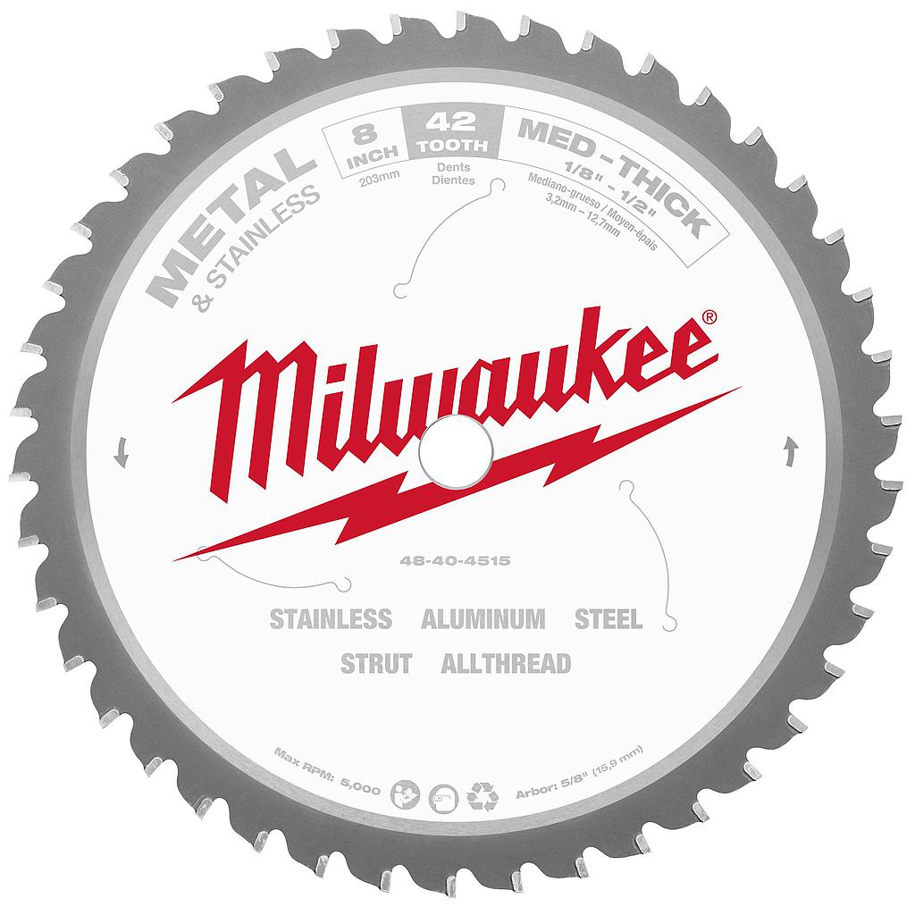 HOJA DE SIERRA CIRCULAR PARA CORTE  METAL DE 8 &quot; MILWAUKEE (48-40-4515)