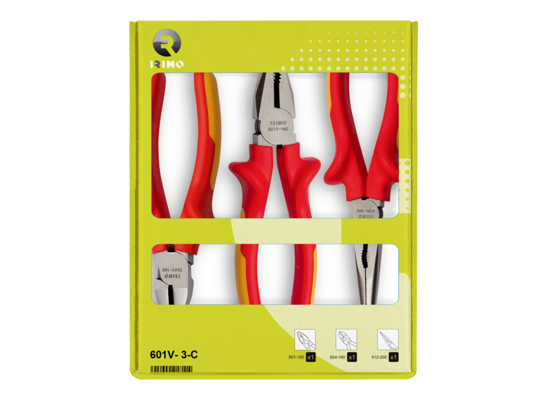 JUEGO DE ALICATES ENGOMADO 1000V 3 PZAS IRIMO (601V-3-C)